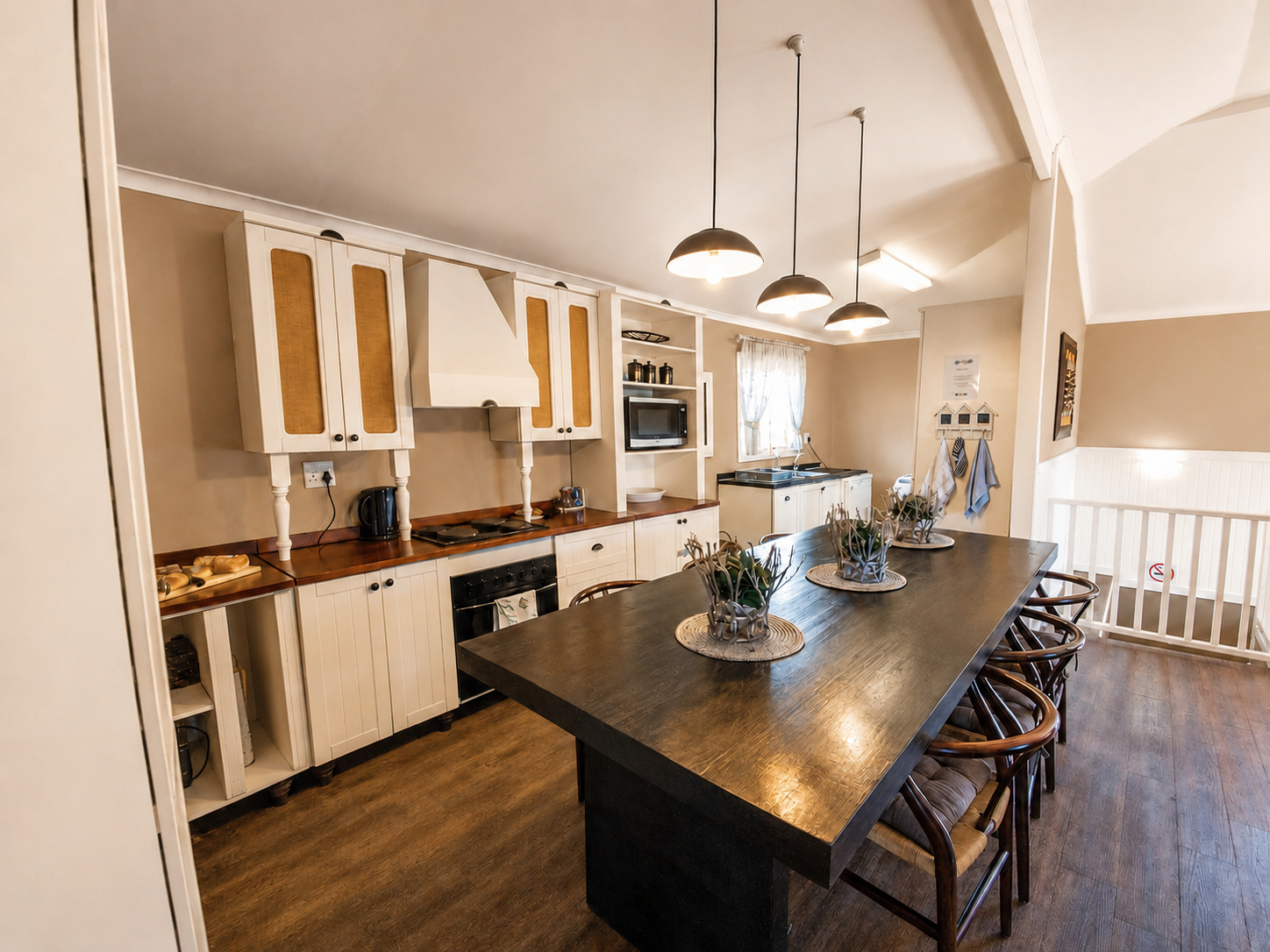 Kitchen with island and pendant lighting
