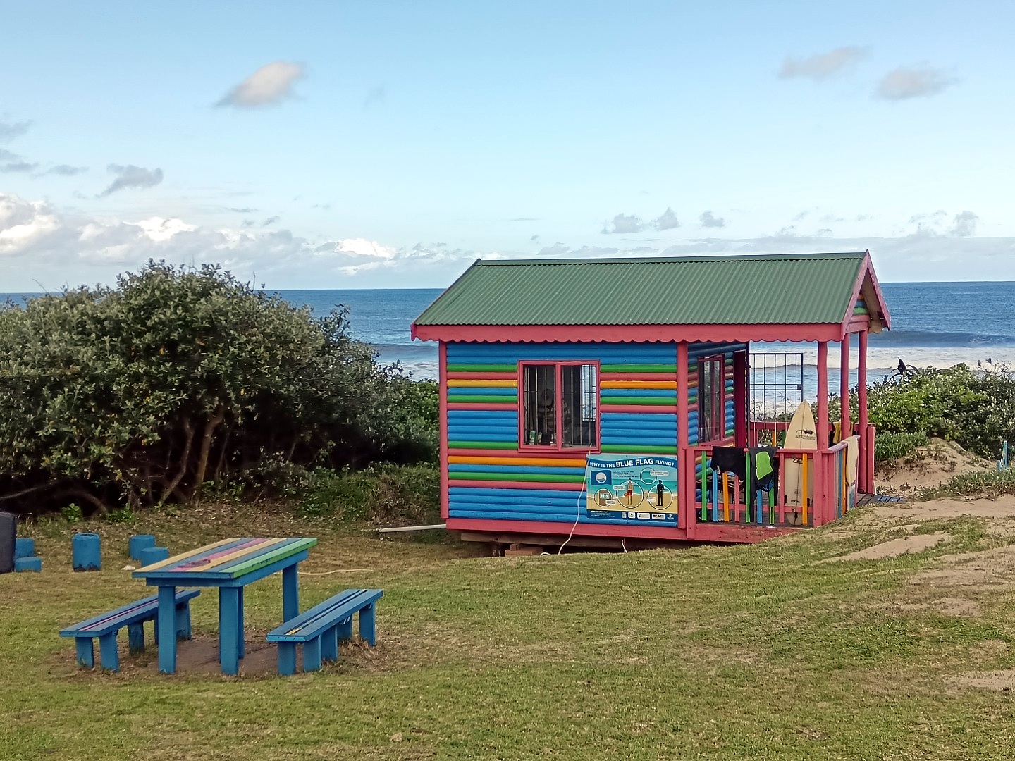 Colourful beach hut at Trafalgar