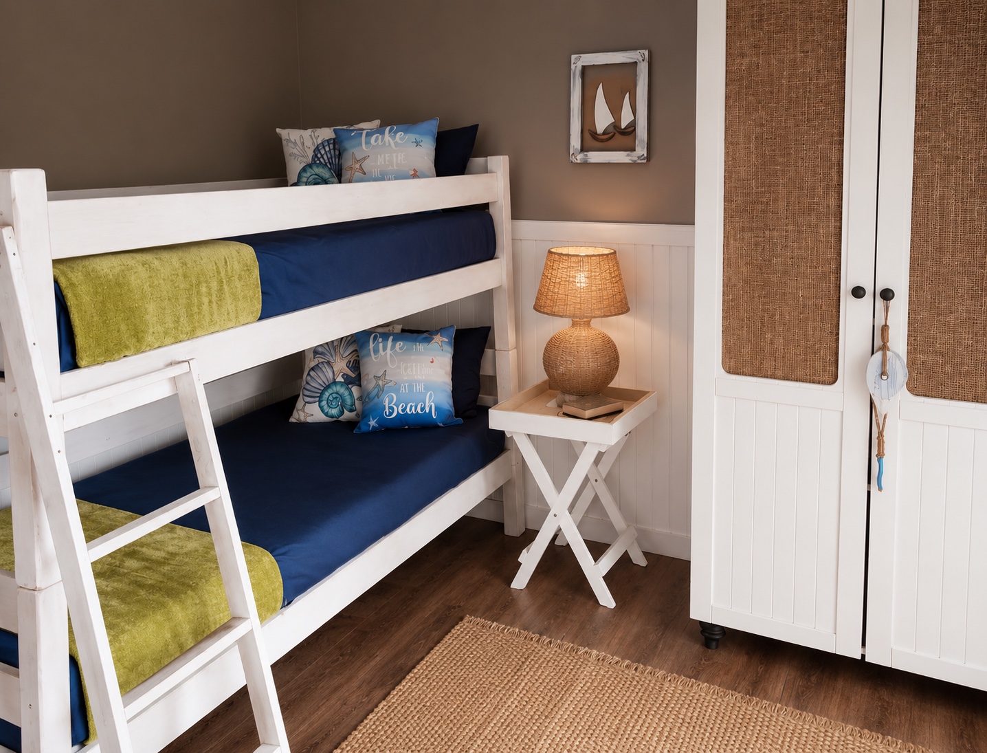 Bunk bedroom with coastal décor
